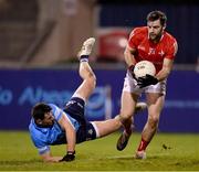 12 January 2022; Dermot Campbell of Louth in action against Ryan Basquel of Dublin during the O'Byrne Cup Group A match between Dublin and Louth at Parnell Park in Dublin. Photo by Stephen McCarthy/Sportsfile
