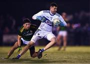 12 January 2022; Laois goalkeeper Danny Bolger in action against James Conlon of Meath during the O'Byrne Cup Group B match between Laois and Meath at Stradbally GAA Club in Stradbally, Laois. Photo by Piaras Ó Mídheach/Sportsfile