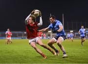12 January 2022; Gerard Browne of Louth in action against Ryan Basquel of Dublin during the O'Byrne Cup Group A match between Dublin and Louth at Parnell Park in Dublin. Photo by Stephen McCarthy/Sportsfile