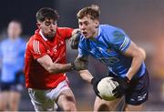 12 January 2022; Cameron McCormack of Dublin in action against Eoghan Callaghan of Louth during the O'Byrne Cup Group A match between Dublin and Louth at Parnell Park in Dublin. Photo by Stephen McCarthy/Sportsfile