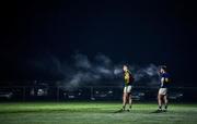 12 January 2022; Paul Geaney of Kerry and Shane O'Connell of Tipperary stand in the cold during the McGrath Cup Group B match between Tipperary and Kerry at Moyne Templetuohy GAA Club in Templetuohy, Tipperary. Photo by Brendan Moran/Sportsfile