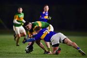 12 January 2022; Sean O'Shea of Kerry in action against Colm O'Shaughnessy of Tipperary during the McGrath Cup Group B match between Tipperary and Kerry at Moyne Templetuohy GAA Club in Templetuohy, Tipperary. Photo by Brendan Moran/Sportsfile
