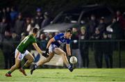 12 January 2022; Gary Walsh of Laois in action against Jordan Muldoon of Meath during the O'Byrne Cup Group B match between Laois and Meath at Stradbally GAA Club in Stradbally, Laois. Photo by Piaras Ó Mídheach/Sportsfile