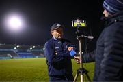 12 January 2022; Dublin manager Dessie Farrell is interviewed by Derek Ryan for DubsTV following the O'Byrne Cup Group A match between Dublin and Louth at Parnell Park in Dublin. Photo by Stephen McCarthy/Sportsfile