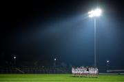 13 January 2022; Kildare players observe a minute's silence for the late Ashling Murphy before the O'Byrne Cup Group C match between Carlow and Kildare at Netwatch Cullen Park in Carlow. Photo by Eóin Noonan/Sportsfile