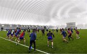 14 January 2022; Roscommon players warm up before the Connacht FBD League Final match between Galway and Roscommon at NUI Galway Connacht Air Dome in Bekan, Mayo. Photo by Sam Barnes/Sportsfile