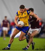 14 January 2022; Conor Cox of Roscommon in action against Cillian McDaid of Galway during the Connacht FBD League Final match between Galway and Roscommon at NUI Galway Connacht Air Dome in Bekan, Mayo. Photo by Sam Barnes/Sportsfile