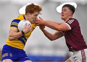 14 January 2022; Diarmuid McGann of Roscommon in action against Tony Gill of Galway during the Connacht FBD League Final match between Galway and Roscommon at NUI Galway Connacht Air Dome in Bekan, Mayo. Photo by Sam Barnes/Sportsfile