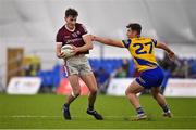 14 January 2022; Matthew Tierney of Galway in action against Cian McKeon of Roscommon during the Connacht FBD League Final match between Galway and Roscommon at NUI Galway Connacht Air Dome in Bekan, Mayo. Photo by Sam Barnes/Sportsfile