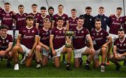 14 January 2022; The Galway team with the Paddy Francis Dwyer Cup after their side's victory in the Connacht FBD League Final match between Galway and Roscommon at NUI Galway Connacht Air Dome in Bekan, Mayo. Photo by Sam Barnes/Sportsfile