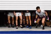 14 January 2022; Galway goalkeeper Conor Flaherty ducks under the automatic door as his team return to the field after half-time during the Connacht FBD League Final match between Galway and Roscommon at NUI Galway Connacht Air Dome in Bekan, Mayo. Photo by Sam Barnes/Sportsfile