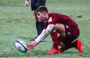 14 January 2022; Jack Crowley of Munster prepares to kick a conversion during the Heineken Champions Cup Pool B match between Castres Olympique and Munster at Stade Pierre Fabre in Castres, France. Photo by Manuel Blondeu/Sportsfile