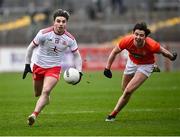15 January 2022; Lee Brennan of Tyrone in action against Ben Crealey of Armagh during the Dr McKenna Cup Round 3 match between Tyrone and Armagh at O’Neill’s Healy Park in Omagh, Tyrone. Photo by David Fitzgerald/Sportsfile