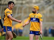 15 January 2022; Darren O'Brien of Clare, left, and team-mate Shane Meehan bump fists after their side's victory in the 2022 Co-op Superstores Munster Hurling Cup Semi-Final match between Clare and Waterford at Cusack Park in Ennis, Clare. Photo by Sam Barnes/Sportsfile