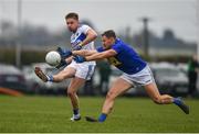 15 January 2022; Alan Farrell of Laois in action against Dean Healy of Wicklow during the O'Byrne Cup Group B match between Laois and Wicklow at Crettyard GAA Club in Laois. Photo by Daire Brennan/Sportsfile