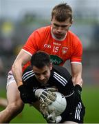 15 January 2022; Darragh McAnenly of Tyrone in action against Rian O'Neill of Armagh during the Dr McKenna Cup Round 3 match between Tyrone and Armagh at O’Neill’s Healy Park in Omagh, Tyrone. Photo by David Fitzgerald/Sportsfile