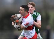 15 January 2022; Niall Toner of Derry in action against Josh Largo Ellis of Fermanagh during the Dr McKenna Cup round 3 match between Fermanagh and Derry at Shamrock Park in Roslea, Fermanagh. Photo by Piaras Ó Mídheach/Sportsfile