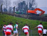 15 January 2022; A tractor drives by during the Dr McKenna Cup round 3 match between Fermanagh and Derry at Shamrock Park in Roslea, Fermanagh. Photo by Piaras Ó Mídheach/Sportsfile