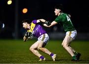 15 January 2022; Ben Brosnan of Wexford in action against Eoin Harkin of Meath during the O'Byrne Cup Group B match between Meath and Wexford at Ashbourne GAA Club in Ashbourne, Meath. Photo by Ben McShane/Sportsfile