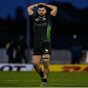 15 January 2022; Conor Oliver of Connacht reacts after his side's defeat in the Heineken Champions Cup Pool B match between Connacht and Leicester Tigers at The Sportsground in Galway. Photo by Harry Murphy/Sportsfile