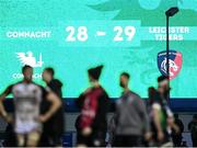 15 January 2022; A general view of the scoreboard after the Heineken Champions Cup Pool B match between Connacht and Leicester Tigers at The Sportsground in Galway. Photo by Harry Murphy/Sportsfile