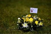 15 January 2022; A general view of the wreath left by the Wexford team in remembrance of Ashling Murphy after the O'Byrne Cup Group B match between Meath and Wexford at Ashbourne GAA Club in Ashbourne, Meath. Photo by Ben McShane/Sportsfile