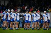 15 January 2022; Waterford players stand for a moments silence in memory of the late Ashling Murphy before the 2022 Co-op Superstores Munster Hurling Cup Semi-Final match between Clare and Waterford at Cusack Park in Ennis, Clare. Photo by Sam Barnes/Sportsfile