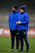 15 January 2022; Waterford manager Liam Cahill. right, and selector Tony Browne before the 2022 Co-op Superstores Munster Hurling Cup Semi-Final match between Clare and Waterford at Cusack Park in Ennis, Clare. Photo by Sam Barnes/Sportsfile