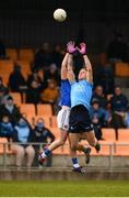 15 January 2022; Shane Carthy of Dublin in action against Peter Lynn of Longford during the O'Byrne Cup Group A match between Longford and Dublin at Glennon Brothers Pearse Park in Longford. Photo by Stephen McCarthy/Sportsfile