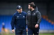 15 January 2022; Dublin high performance manager Bryan Cullen, right, and manager Dessie Farrell during the O'Byrne Cup Group A match between Longford and Dublin at Glennon Brothers Pearse Park in Longford. Photo by Stephen McCarthy/Sportsfile
