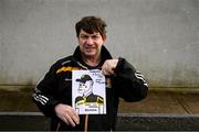 16 January 2022; Paddy Cunningham, from Callan, with a painting he intends to present to Kilkenny manager Brian Cody before the Walsh Cup Group B match between Kilkenny and Laois at John Lockes GAA Club in Callan, Kilkenny. Photo by Ray McManus/Sportsfile