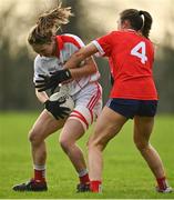 16 January 2022; Rosemary Courtney of Donaghmoyne in action against Chloe Costello of Kilkerrin-Clonberne during the 2021 currentaccount.ie LGFA All-Ireland Senior Club Championship Semi-Final match between Kilkerrin-Clonberne and Donaghmoyne at Kilkerrin-Clonberne GAA in Clonberne, Galway. Photo by Sam Barnes/Sportsfile