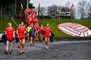16 January 2022; Kilkerrin- Clonberne players make their way to the pitch before the 2021 currentaccount.ie LGFA All-Ireland Senior Club Championship Semi-Final match between Kilkerrin-Clonberne and Donaghmoyne at Kilkerrin-Clonberne GAA in Clonberne, Galway. Photo by Sam Barnes/Sportsfile