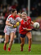 16 January 2022; Lynsey Noone of Kilkerrin-Clonberne in action against Hazel Kingham of Donaghmoyne during the 2021 currentaccount.ie LGFA All-Ireland Senior Club Championship Semi-Final match between Kilkerrin-Clonberne and Donaghmoyne at Kilkerrin-Clonberne GAA in Clonberne, Galway. Photo by Sam Barnes/Sportsfile