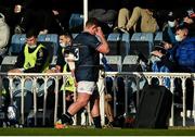16 January 2022; Tadhg Furlong of Leinster leaves the field with an injury during the Heineken Champions Cup Pool A match between Leinster and Montpellier Hérault at the RDS Arena in Dublin. Photo by Harry Murphy/Sportsfile