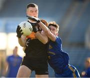16 January 2022; Sean Quilter of Austin Stacks in action against Colm Scully of St Finbarr's during the AIB Munster GAA Football Senior Club Championship Final match between Austin Stacks and St Finbarr's at Semple Stadium in Thurles, Tipperary. Photo by Stephen McCarthy/Sportsfile
