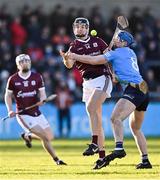 16 January 2022; Kevin Cooney of Galway in action against Conor Burke of Dublin during the Walsh Cup Group A match between Dublin and Galway at Parnell Park in Dublin. Photo by Piaras Ó Mídheach/Sportsfile