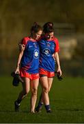 16 January 2022; Fiona O'Neill, left, and Shelly Melia of St Peter's Dunboyne after their side's defeat during the 2021 currentaccount.ie All-Ireland Ladies Senior Club Football Championship semi-final match between Mourneabbey and St Peter's Dunboyne at Clyda Rovers GAA, in Cork. Photo by Seb Daly/Sportsfile