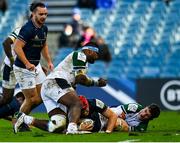 16 January 2022; Masivesi Dakuwaqa of Montpellier Hérault tackles Josh van der Flier of Leinster resulting in a red card during the Heineken Champions Cup Pool A match between Leinster and Montpellier Hérault at the RDS Arena in Dublin. Photo by Harry Murphy/Sportsfile
