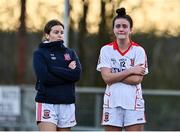 16 January 2022; Donaghmoyne players, including Aoife Burns, right, dejected after their side's defeat in the 2021 currentaccount.ie LGFA All-Ireland Senior Club Championship Semi-Final match between Kilkerrin-Clonberne and Donaghmoyne at Kilkerrin-Clonberne GAA in Clonberne, Galway. Photo by Sam Barnes/Sportsfile