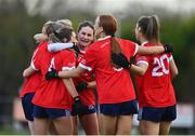 16 January 2022;  Kilkerrin-Clonberne players celebrate after their side's victory in the 2021 currentaccount.ie LGFA All-Ireland Senior Club Championship Semi-Final match between Kilkerrin-Clonberne and Donaghmoyne at Kilkerrin-Clonberne GAA in Clonberne, Galway. Photo by Sam Barnes/Sportsfile