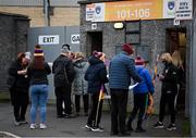 16 January 2022; Supporters have their tickets scanned before the AIB Ulster GAA Football Club Senior Championship Final match between Derrygonnelly Harps and Kilcoo at the Athletic Grounds in Armagh. Photo by Ramsey Cardy/Sportsfile