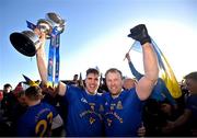 16 January 2022; St Finbarr's captain Ian Maguire, left, and team-mate Michael Shields celebrate with the cup following the AIB Munster GAA Football Senior Club Championship Final match between Austin Stacks and St Finbarr's at Semple Stadium in Thurles, Tipperary. Photo by Stephen McCarthy/Sportsfile
