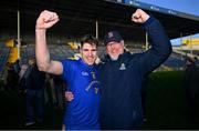 16 January 2022; St Finbarr's captain Ian Maguire and manager Paul O'Keeffe celebrate following the AIB Munster GAA Football Senior Club Championship Final match between Austin Stacks and St Finbarr's at Semple Stadium in Thurles, Tipperary. Photo by Stephen McCarthy/Sportsfile