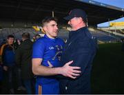 16 January 2022; St Finbarr's captain Ian Maguire and manager Paul O'Keeffe celebrate following the AIB Munster GAA Football Senior Club Championship Final match between Austin Stacks and St Finbarr's at Semple Stadium in Thurles, Tipperary. Photo by Stephen McCarthy/Sportsfile