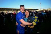 16 January 2022; Luke Hannigan of St Finbarr's celebrates with his mother Anne following the AIB Munster GAA Football Senior Club Championship Final match between Austin Stacks and St Finbarr's at Semple Stadium in Thurles, Tipperary. Photo by Stephen McCarthy/Sportsfile