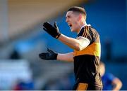 16 January 2022; Joseph O'Connor of Austin Stacks reacts towards his side's supporters during the AIB Munster GAA Football Senior Club Championship Final match between Austin Stacks and St Finbarr's at Semple Stadium in Thurles, Tipperary. Photo by Stephen McCarthy/Sportsfile