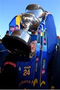 16 January 2022; A young St Finbarr's supporter lifts the cup following the AIB Munster GAA Football Senior Club Championship Final match between Austin Stacks and St Finbarr's at Semple Stadium in Thurles, Tipperary. Photo by Stephen McCarthy/Sportsfile