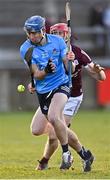 16 January 2022; Tiernan Killeen of Galway is tackled by Stephen Barrett of Galway during the Walsh Cup Group A match between Dublin and Galway at Parnell Park in Dublin. Photo by Piaras Ó Mídheach/Sportsfile