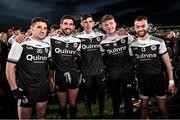 16 January 2022; Kilcoo players, from left, Daryl Branagan, Niall Branagan, Eugene Branagan, Tiernan Fettes and Conor Laverty after the AIB Ulster GAA Football Club Senior Championship Final match between Derrygonnelly Harps and Kilcoo at the Athletic Grounds in Armagh. Photo by Ramsey Cardy/Sportsfile